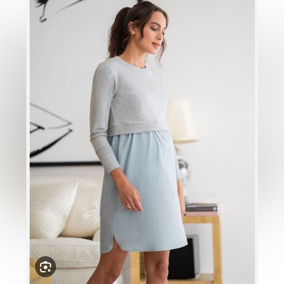 Seraphine Cotton Maternity & Nursing Dress with Sweatshirt Top US 2 - Picture 1 of 5